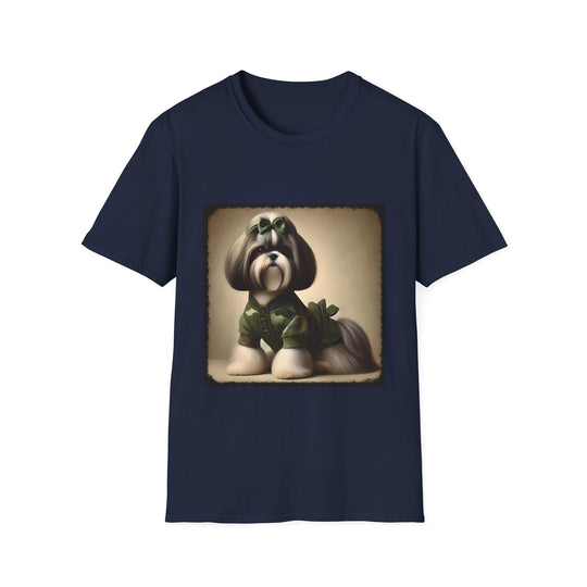 Shih Tzu Camo Cutie II design dog lover unisex t-shirt in navy