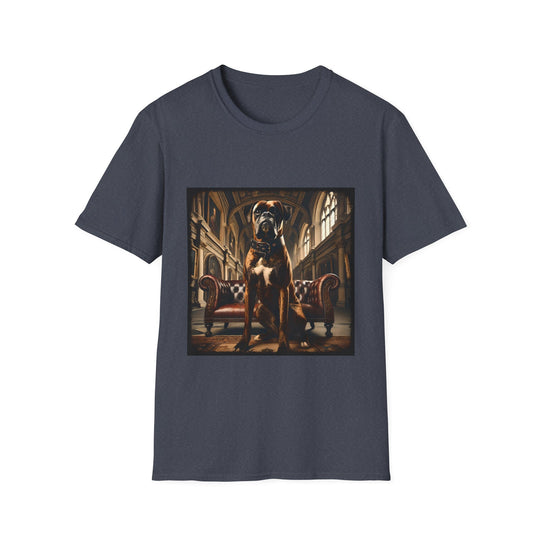 Boxer Poised Prince design dog lover unisex t-shirt in heather navy