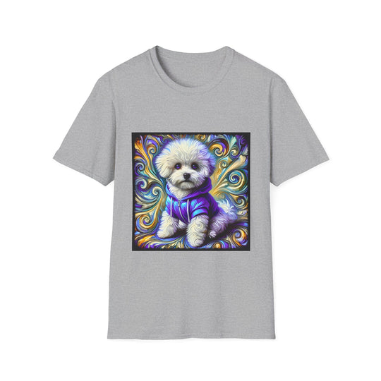 Bichon Frise Electric Swirl design dog lover unisex t-shirt in sport grey
