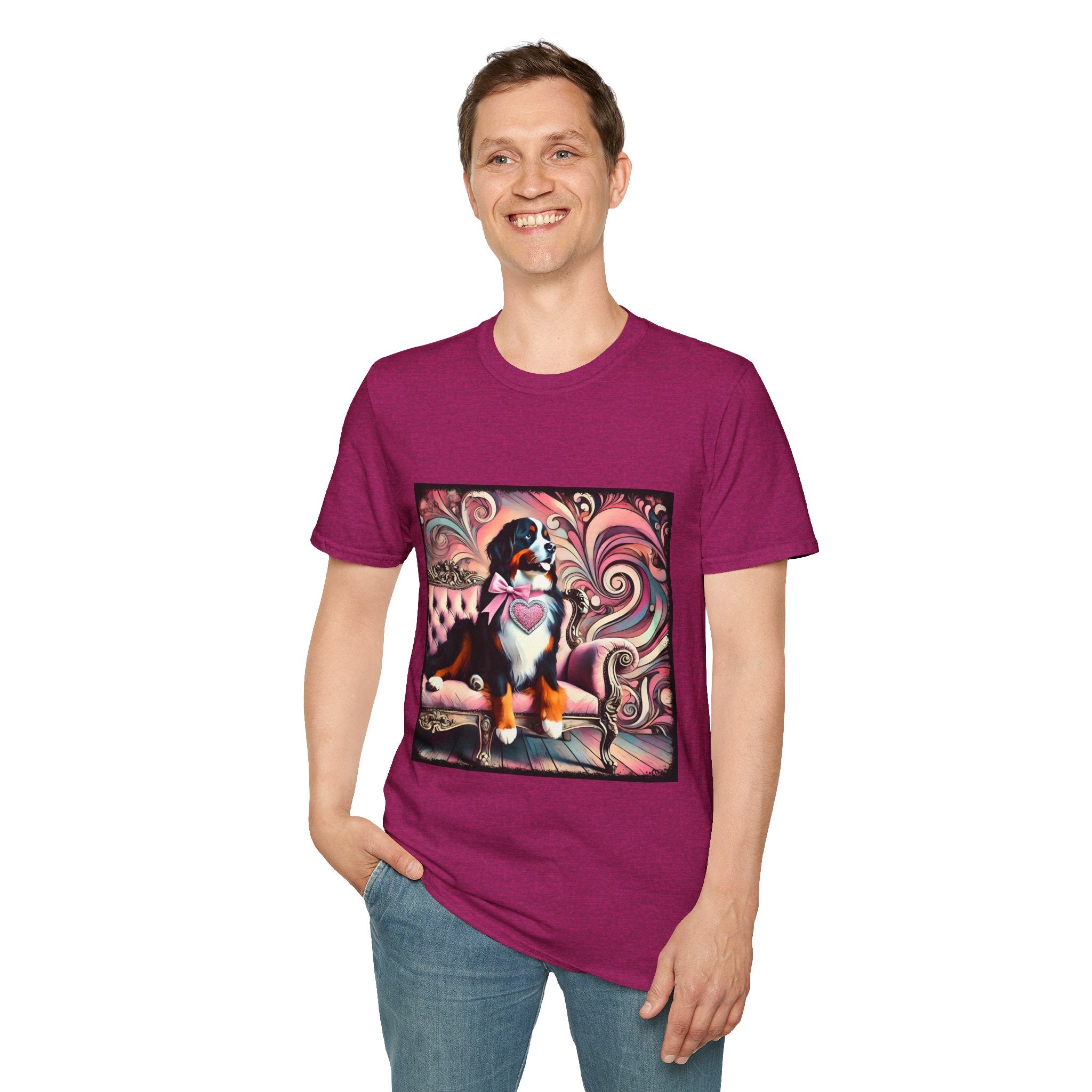 Bernese Mountain Dog Pink Swirl | Unisex Dog T-Shirt