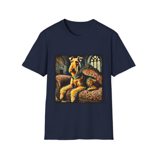 Airedale Terrier Warm Classic design dog lover unisex t-shirt in navy