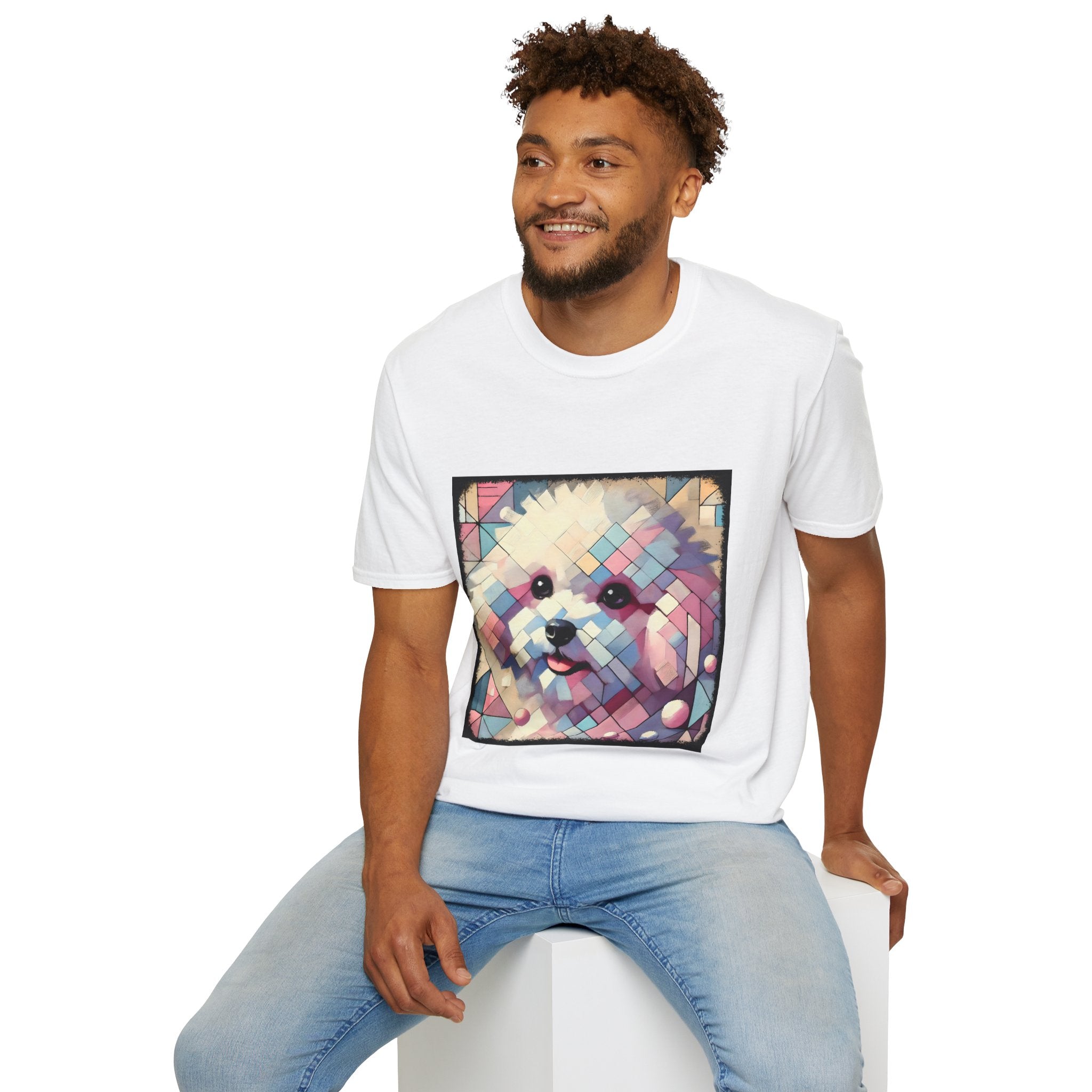 Bichon Frise Pastel Geometric | Unisex Dog T-Shirt