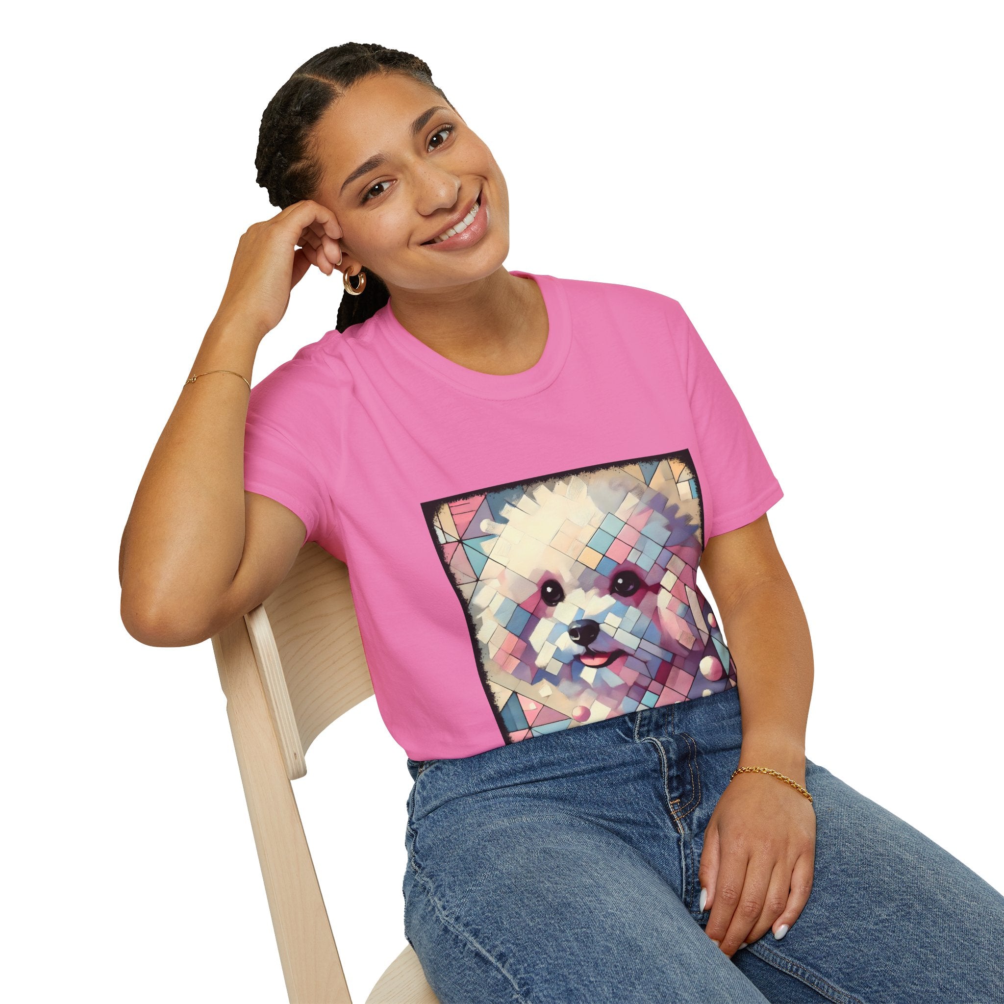 Bichon Frise Pastel Geometric | Unisex Dog T-Shirt
