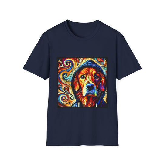 Golden Retriever Relaxed Bold Swirl design dog lover unisex t-shirt in navy
