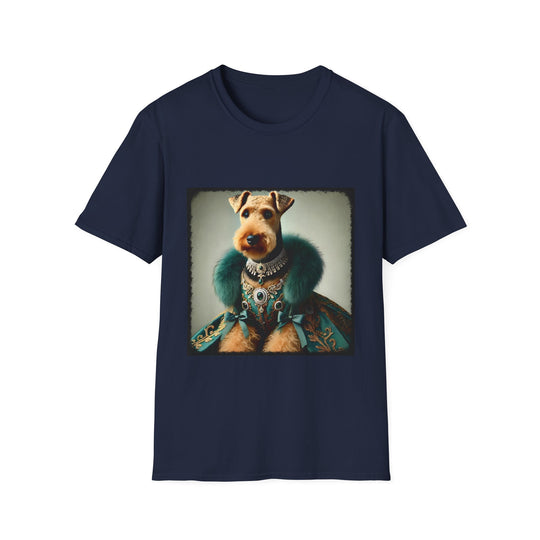 Airedale Terrier Emerald Queen design dog lover unisex t-shirt in navy