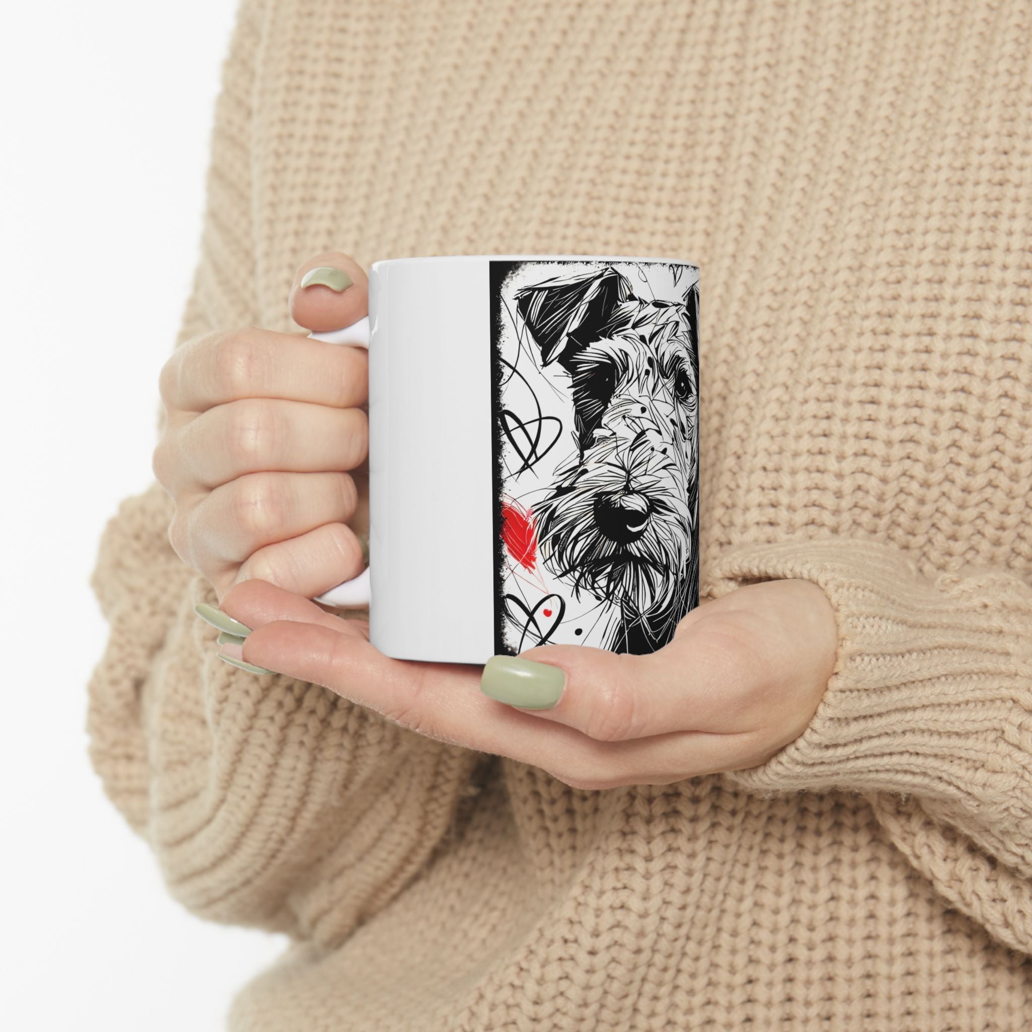 Airedale Terrier Mug | Bold Heart Sketch Dog Lover Gift