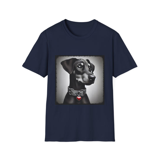 Doberman Pinscher Heart Charmer design dog lover unisex t-shirt in navy