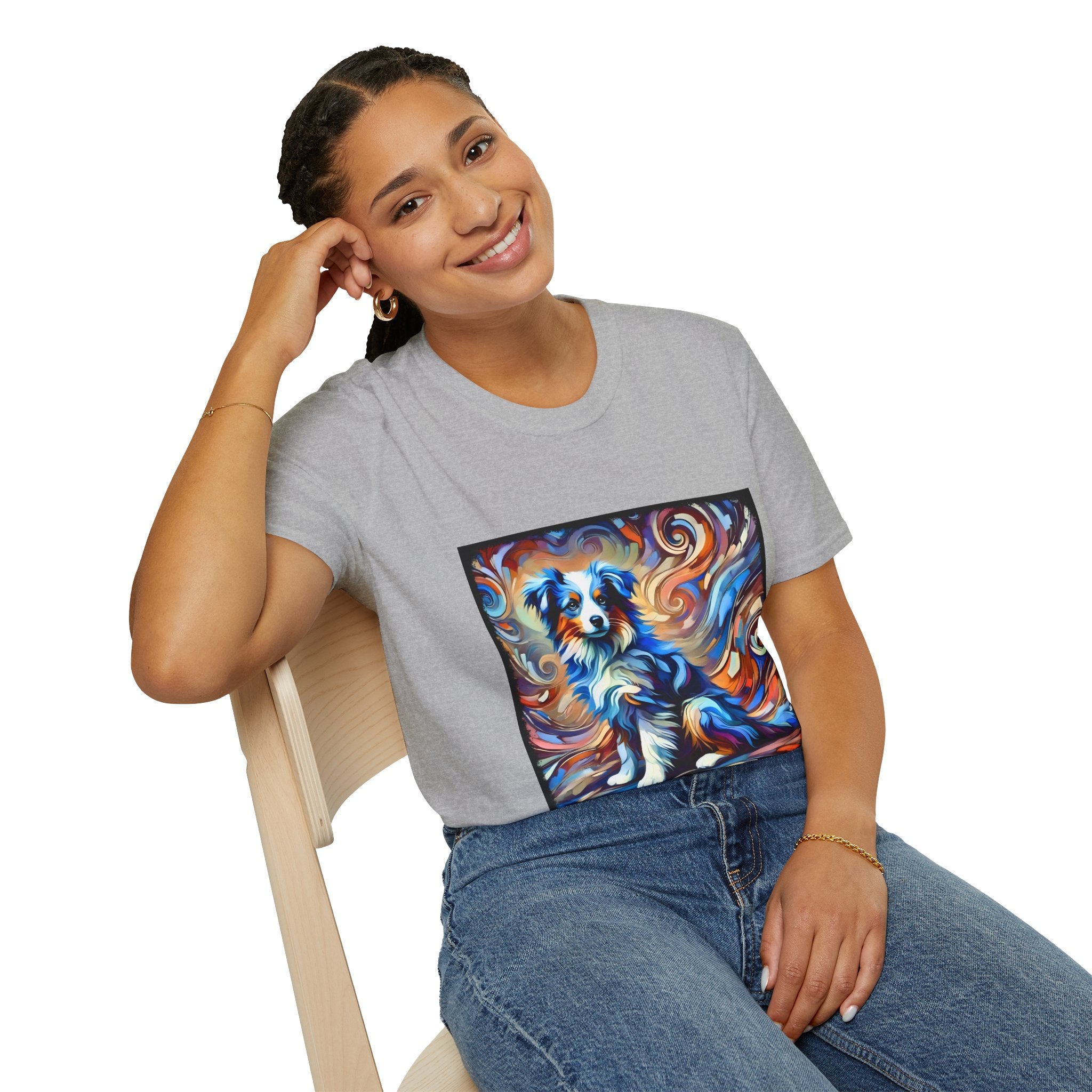 Miniature American Shepherd Blue Merle Swirl | Unisex Softstyle T-Shirt