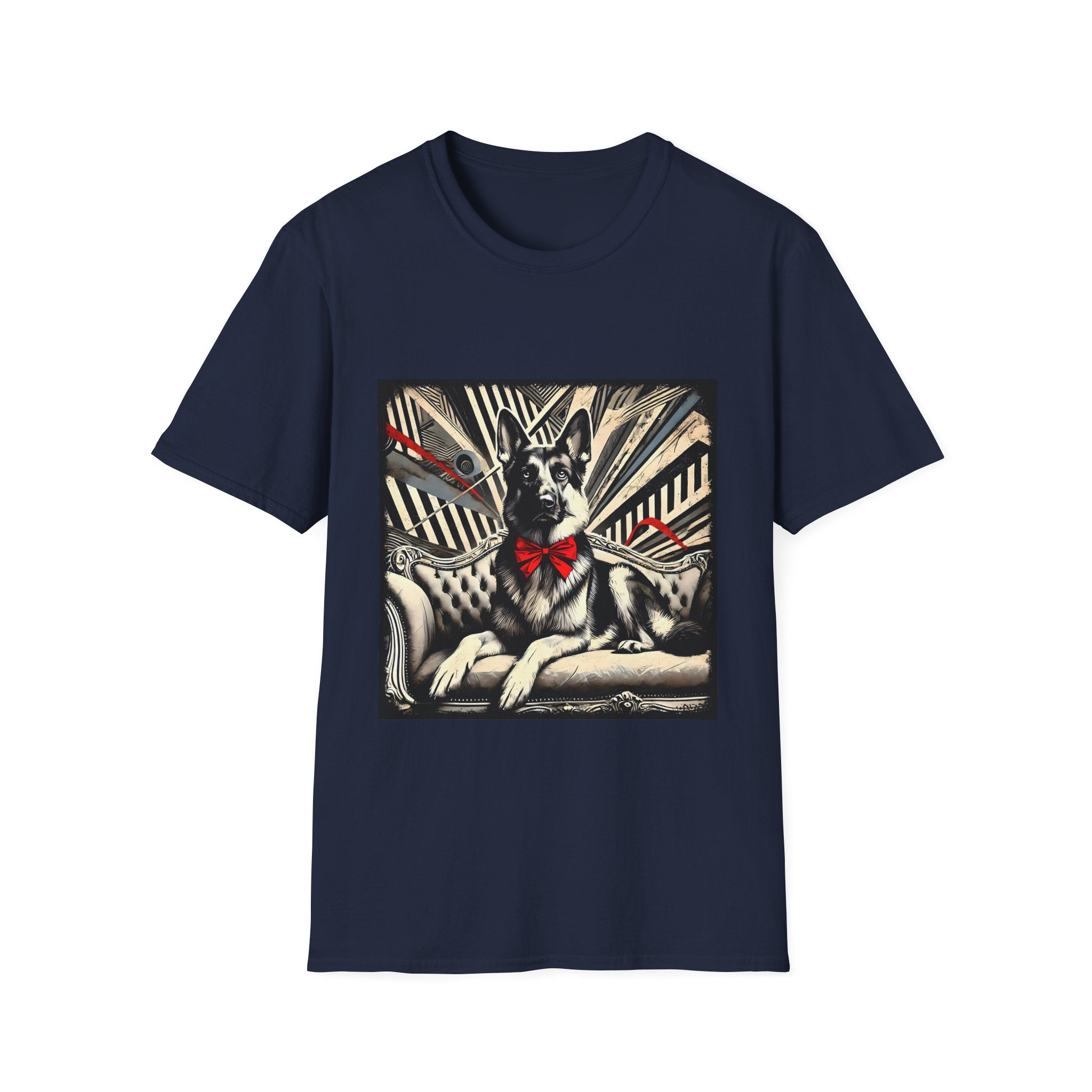 German Shepherd B&W Red Bow | Unisex Dog T-Shirt