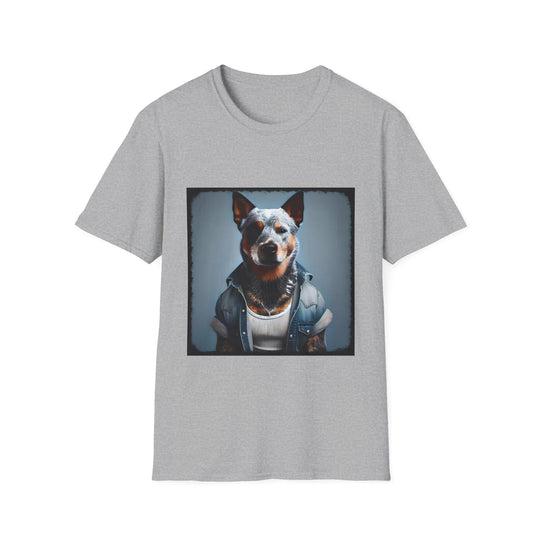 Australian Cattle Dog Denim Dude design dog lover unisex t-shirt in sport grey