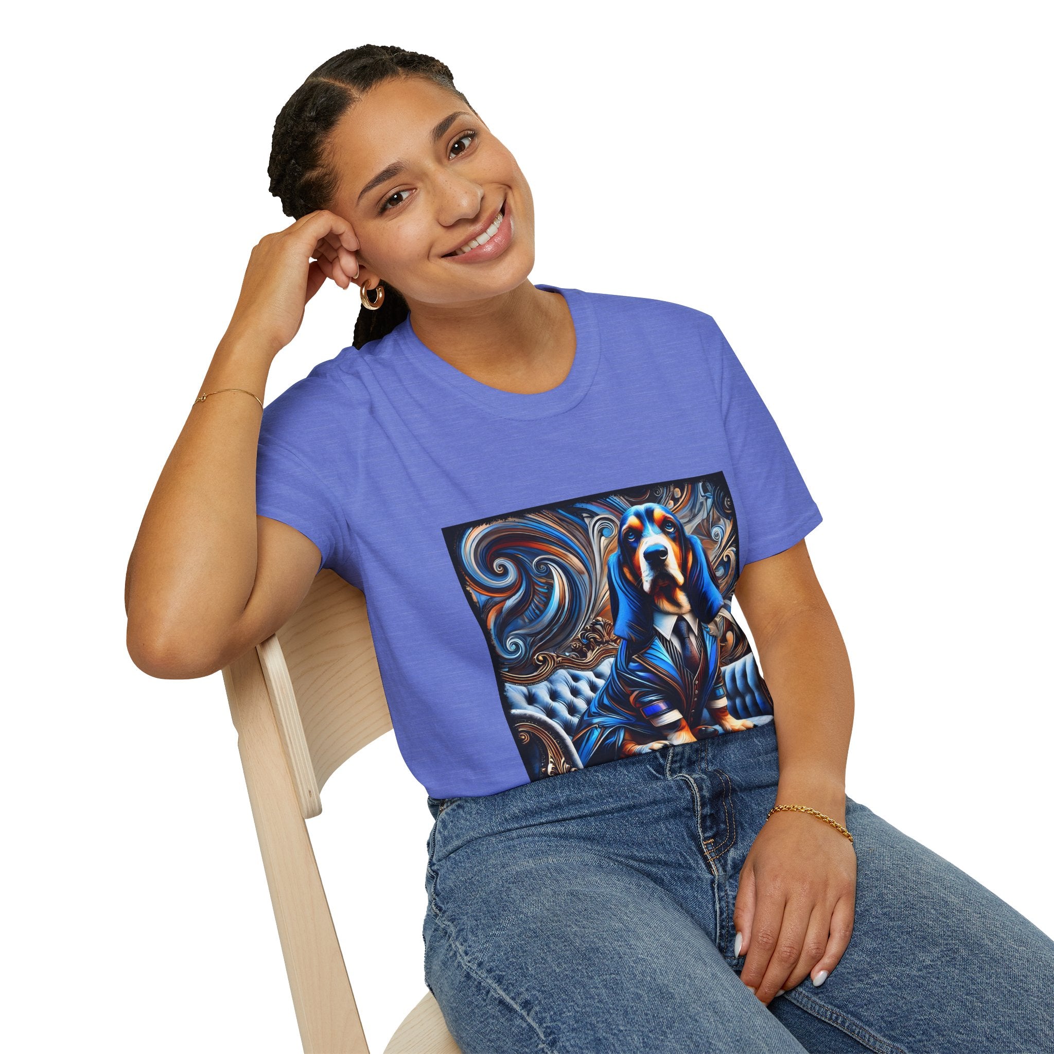 Basset Hound Bold Blue Feels | Unisex Dog T-Shirt