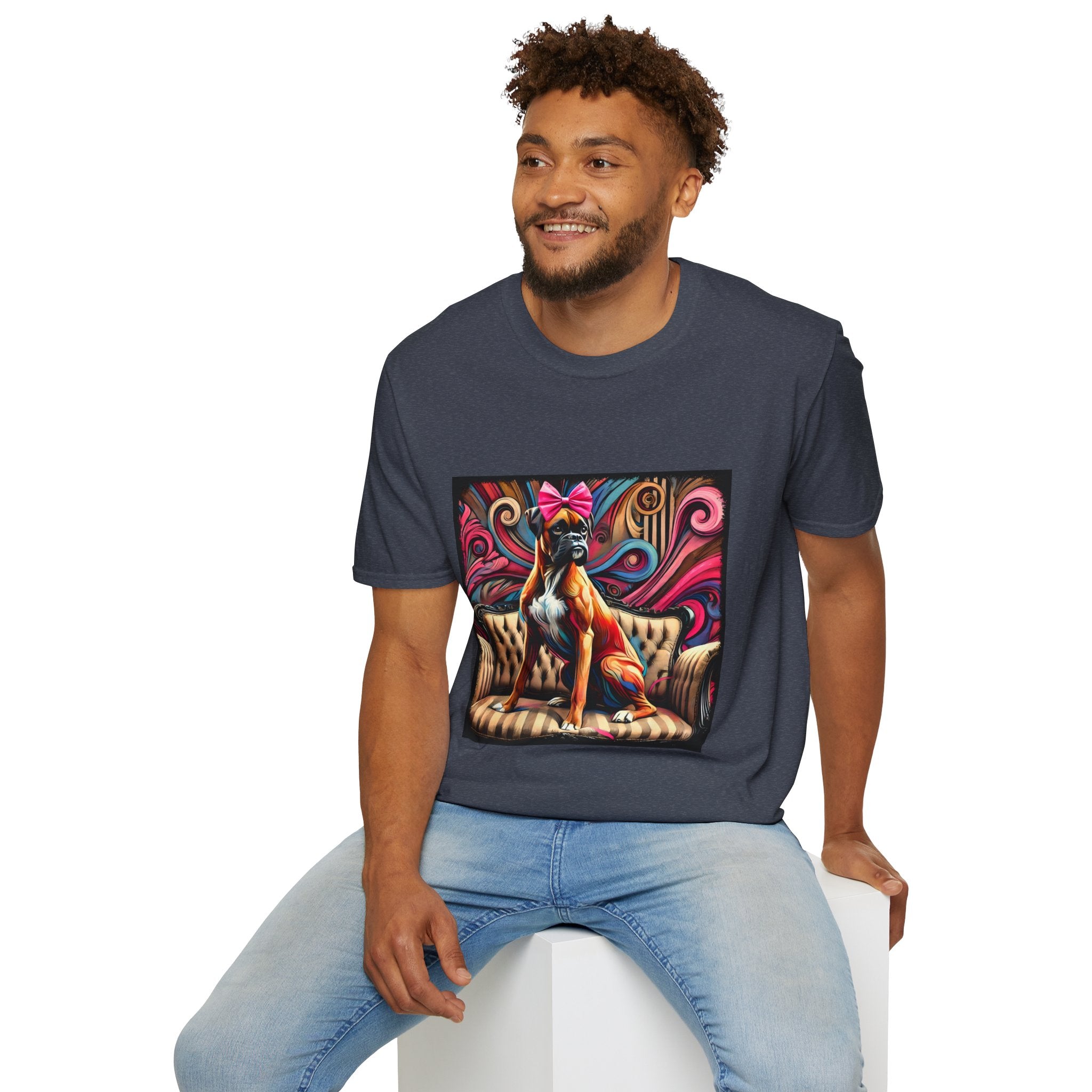 Boxer Pink Bow Swirl | Unisex Dog T-Shirt