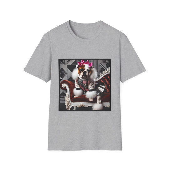 Bulldog Chic Rocker design dog lover unisex t-shirt in sport grey