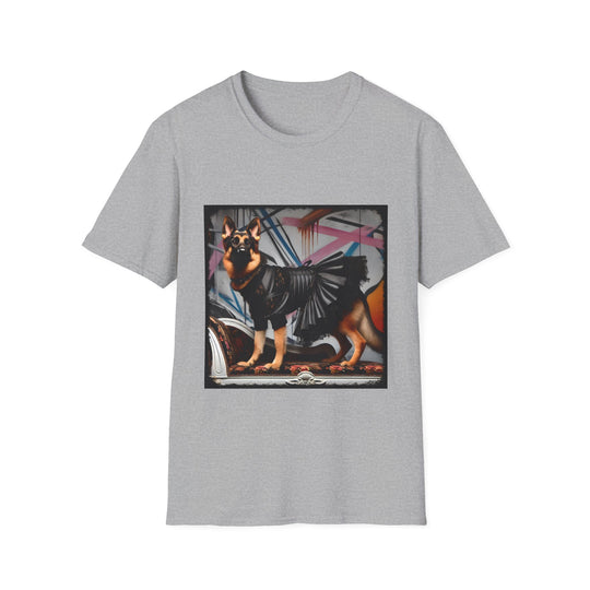 German Shepherd Leather Rebel design dog lover unisex t-shirt in sport grey