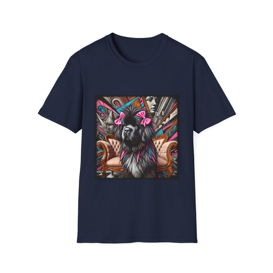 Newfoundland Pink Bow Bold design dog lover unisex t-shirt in navy
