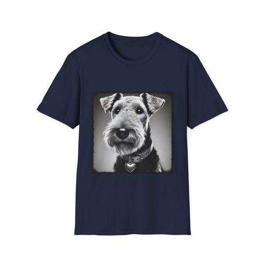 Airedale Terrier Heart Charm design dog lover unisex t-shirt in navy