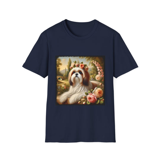 Shih Tzu Botanical Beauty design dog lover unisex t-shirt in navy