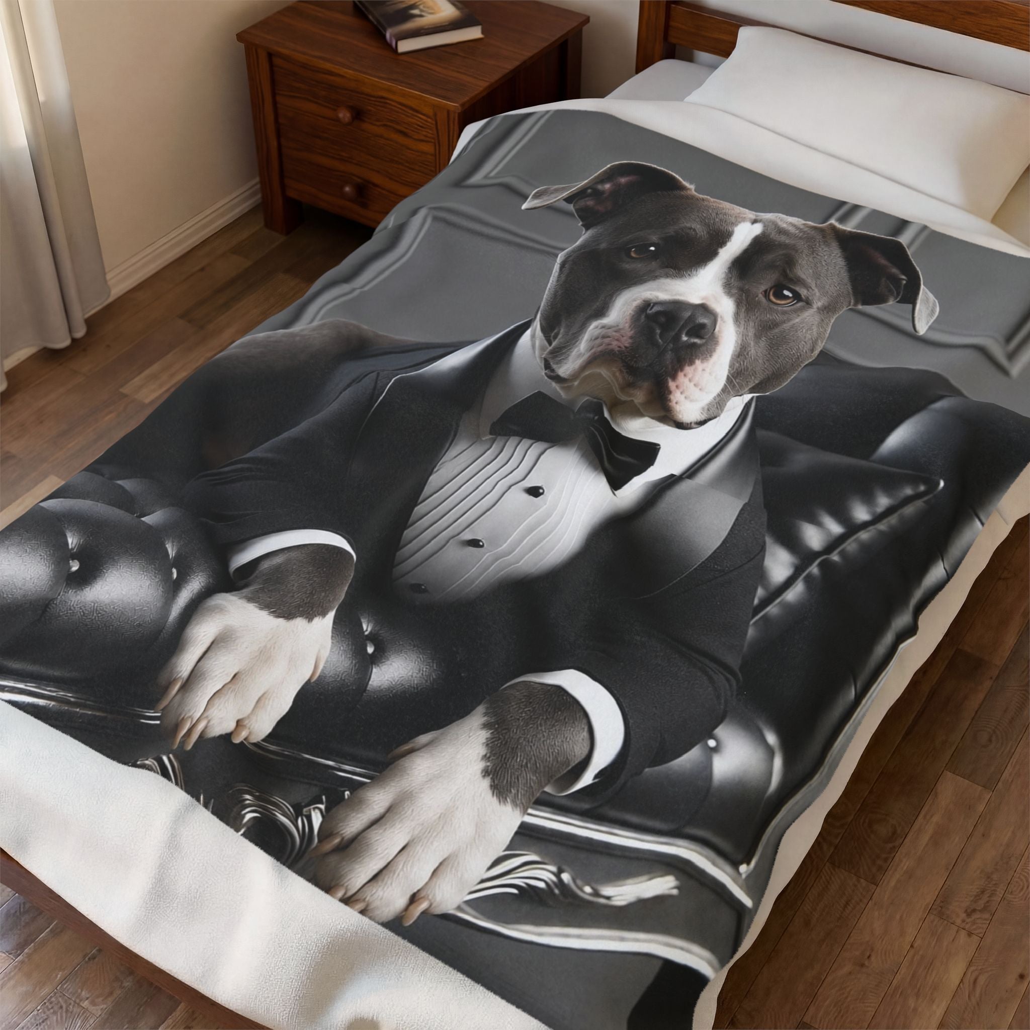 American Pit Bull Terrier Blanket – Distinguished Gent Dog Lover Gift