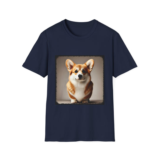 Pembroke Welsh Corgi Poised Pup design dog lover unisex t-shirt in navy