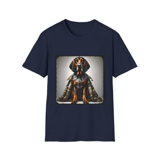 Coonhound Combat Cutie design dog lover unisex t-shirt in navy