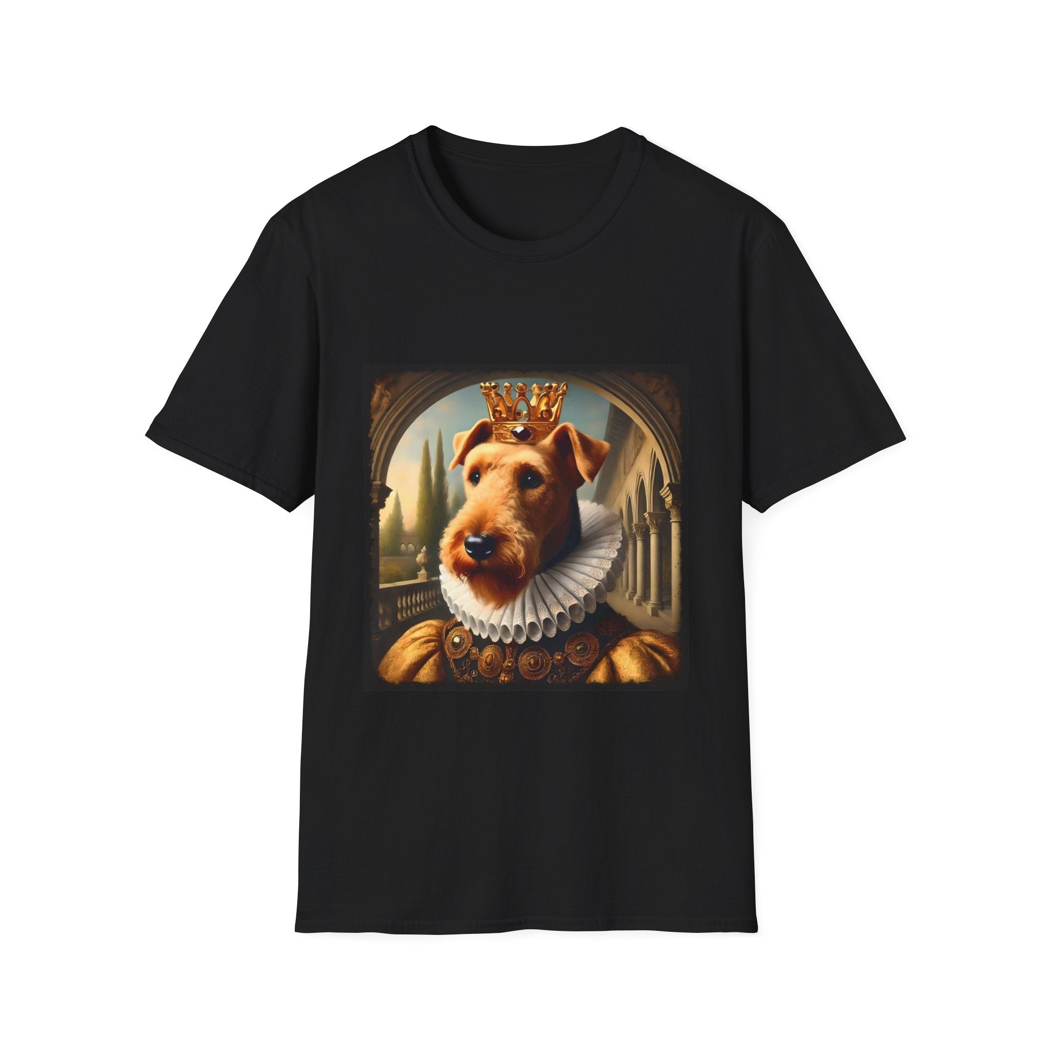 Airedale Terrier Crowned Gent design dog lover unisex t-shirt in black