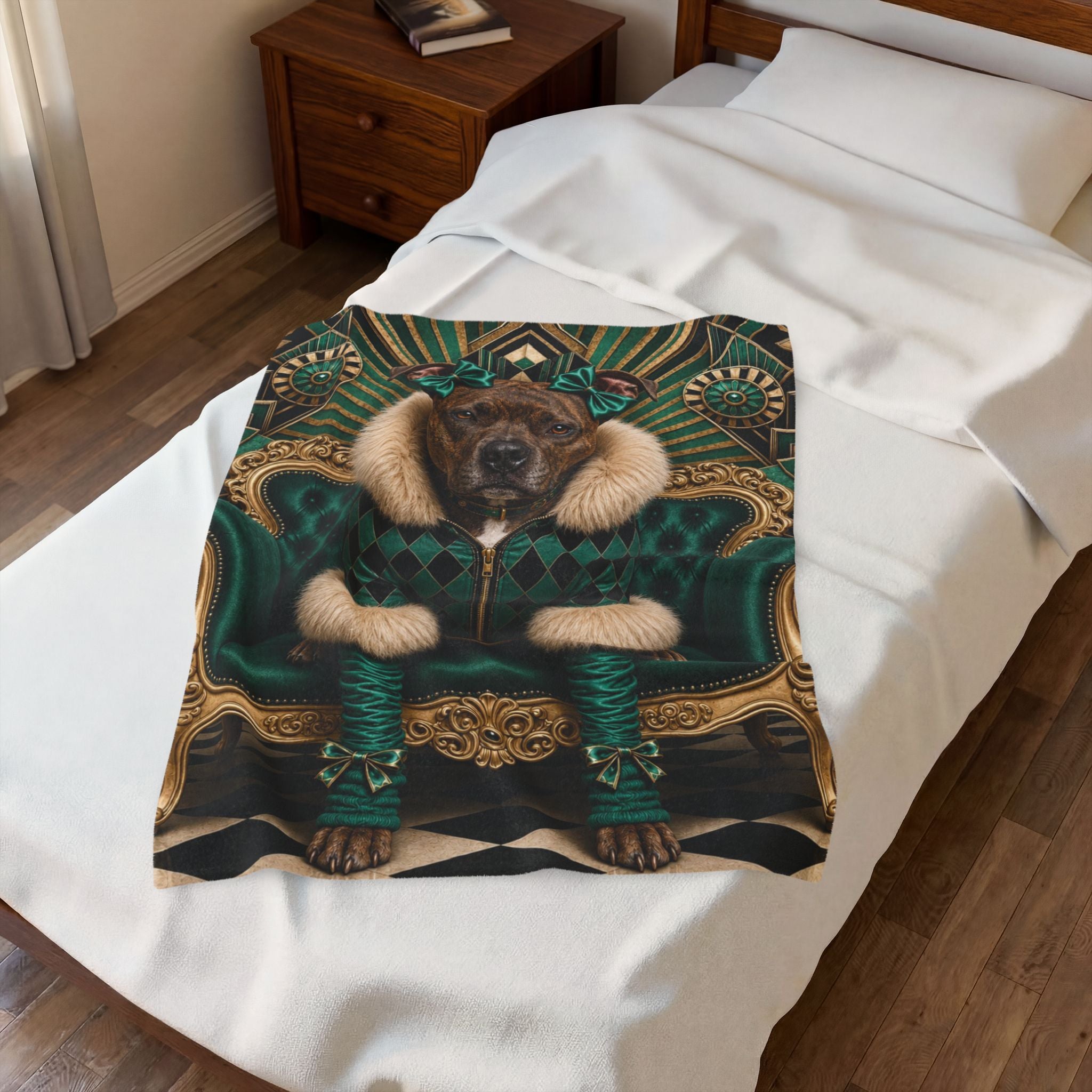 American Pit Bull Terrier Blanket – Emerald Brindle Dog Lover Gift