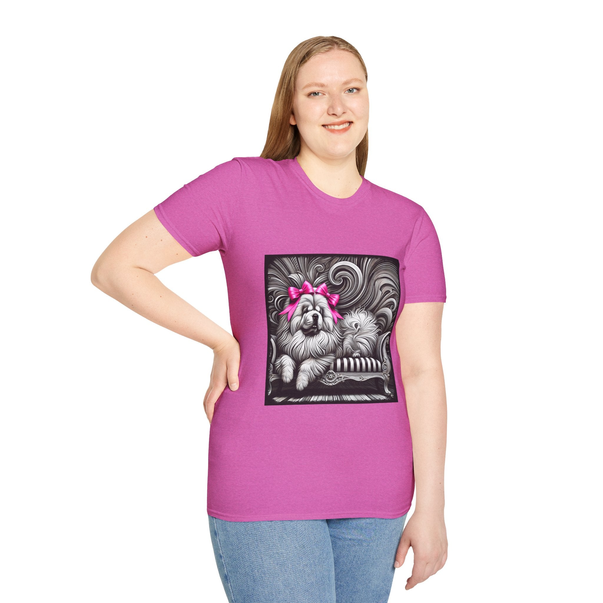 Chow Chow B&W Pink Bow | Unisex Dog T-Shirt