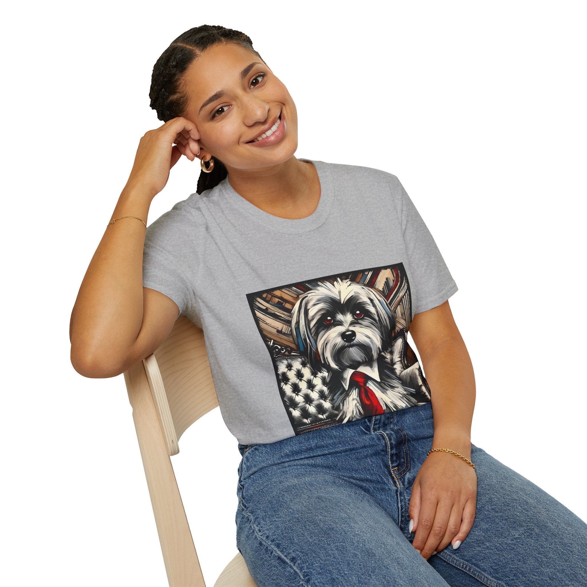 Havanese B&W Red Tie | Unisex Dog T-Shirt