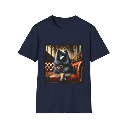 Pomeranian Poised Prince design dog lover unisex t-shirt in navy