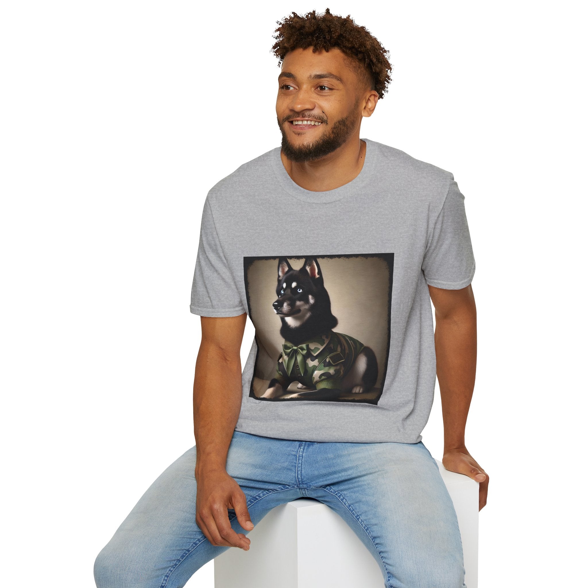 Siberian Husky Green Camo Cutie  | Unisex Dog T-Shirt