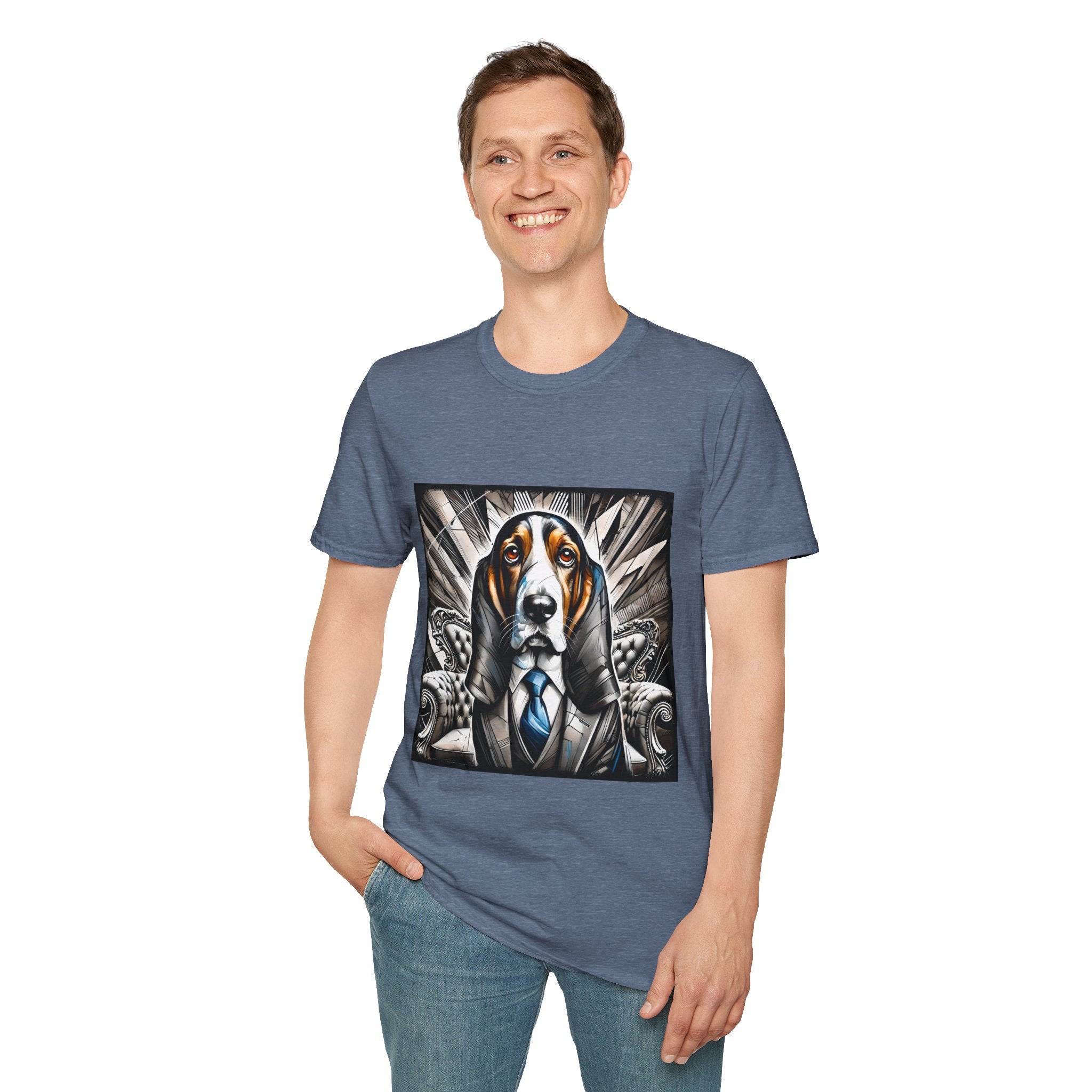 Basset Hound B&W Bold Eyes | Unisex Dog T-Shirt