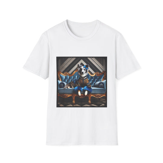 Border Collie Sapphire Chic design dog lover unisex t-shirt in white