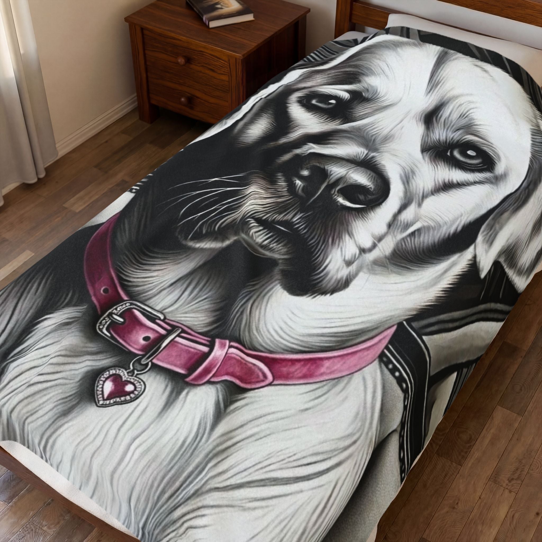 Labrador Retriever Blanket | B&W Pink Diamond Collar Dog Lover Gift
