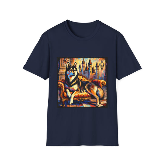 Siberian Husky Watercolor Classic design dog lover unisex t-shirt in navy