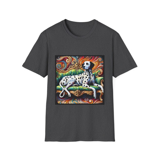 Dalmatian Rainbow Swirl design dog lover unisex t-shirt in dark heather