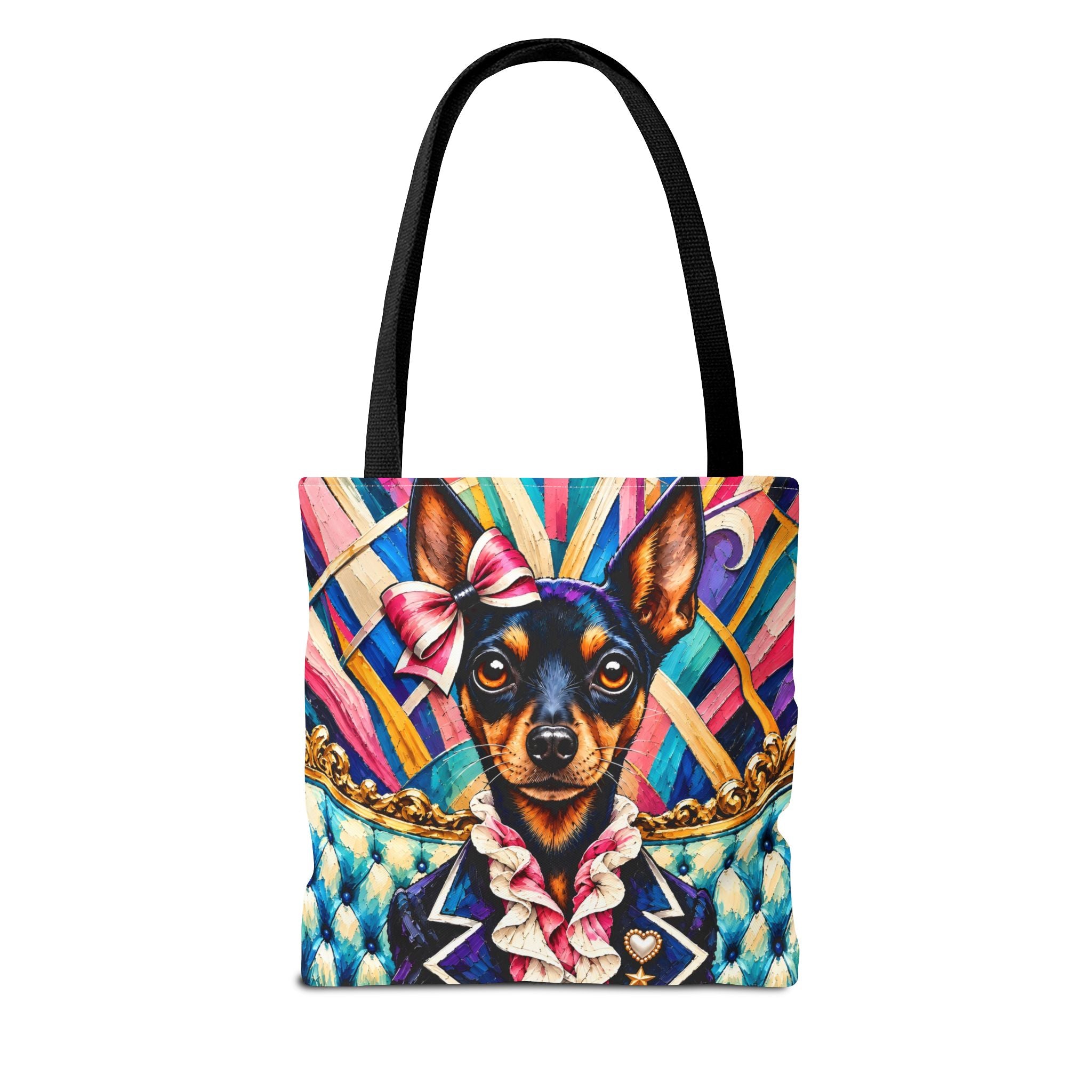 Miniature Pinscher Tote Bag | Pink Bow Socialite Dog Lover Gift