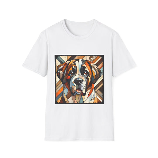 Saint Bernard Bold Geometric design dog lover unisex t-shirt in white