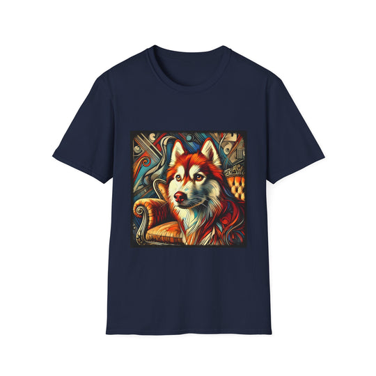 Siberian Husky Red Rebel design dog lover unisex t-shirt in navy
