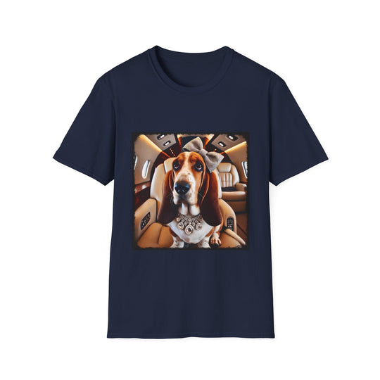 Basset Hound Jet Setter design dog lover unisex t-shirt in navy