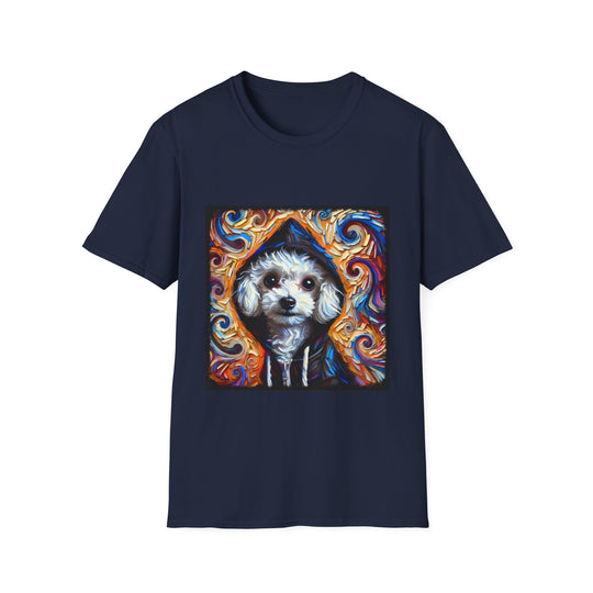 Poodle Bold Relaxed Swirl design dog lover unisex t-shirt in navy