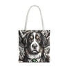 Bernese Mountain Dog Tote Bag B&W Bold Eyes Dog Lover Gift tote bag in white