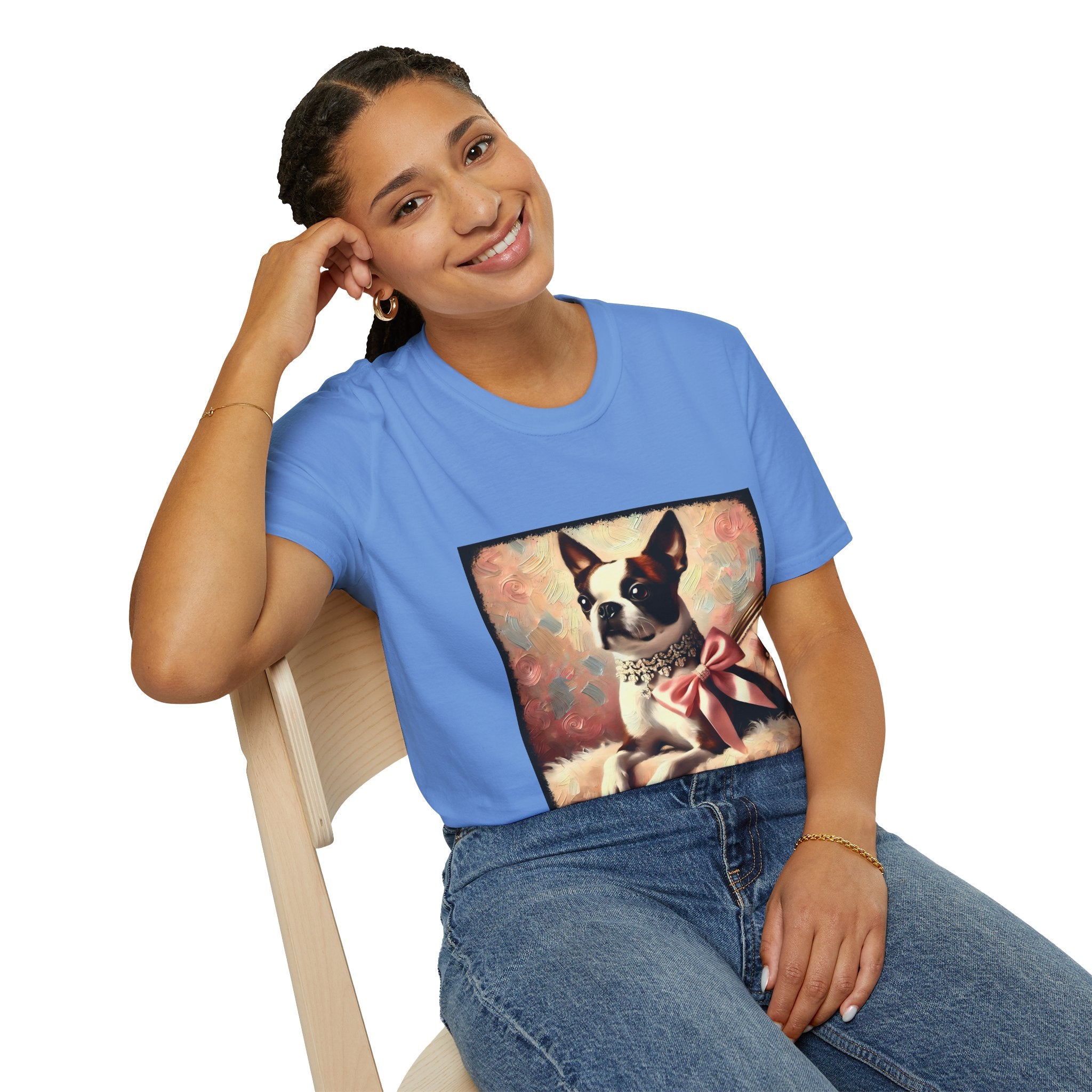 Boston Terrier Pink Bow Classic | Unisex Dog T-Shirt