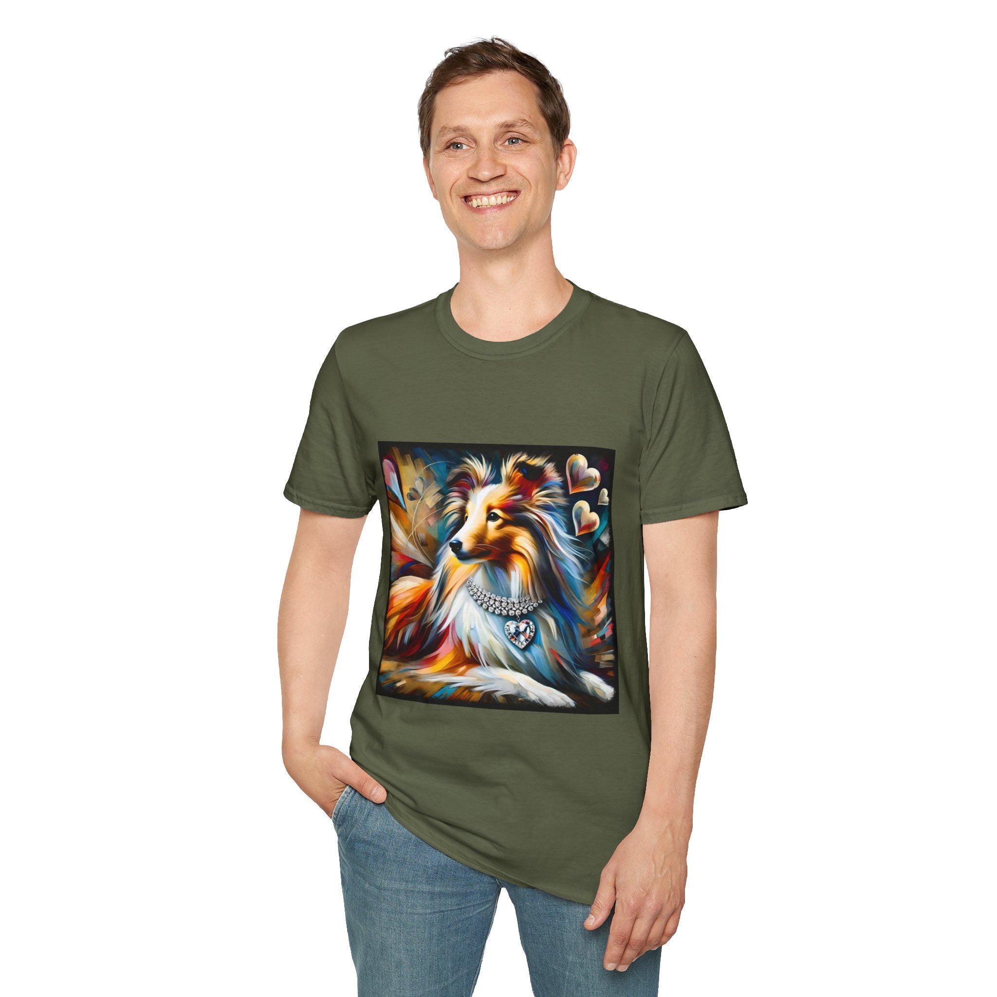 Shetland Sheepdog Diamond Heart Swirl | Unisex Dog T-Shirt