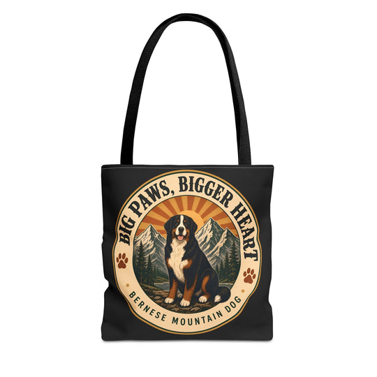 Bernese Mountain Dog Tote Bag Big Paws Dog Lover Gift tote bag in black