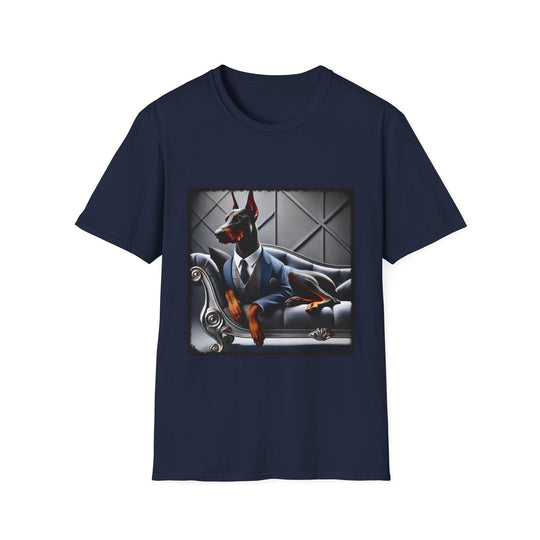Doberman Pinscher Dapper Dude design dog lover unisex t-shirt in navy