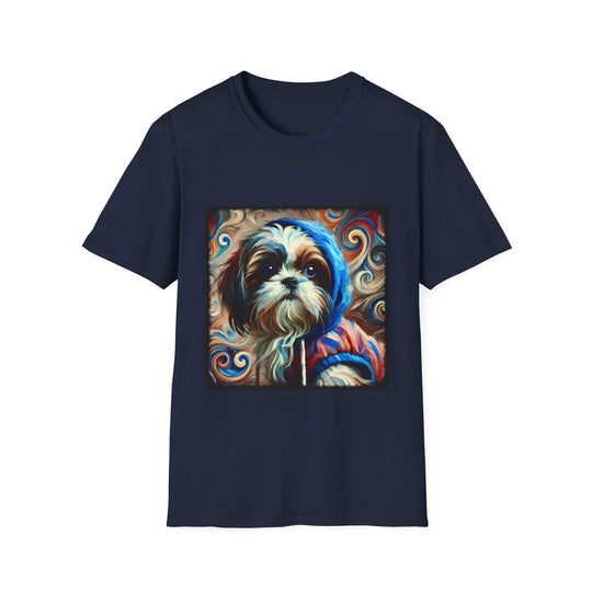 Shih Tzu Lowkey Swirl design dog lover unisex t-shirt in navy