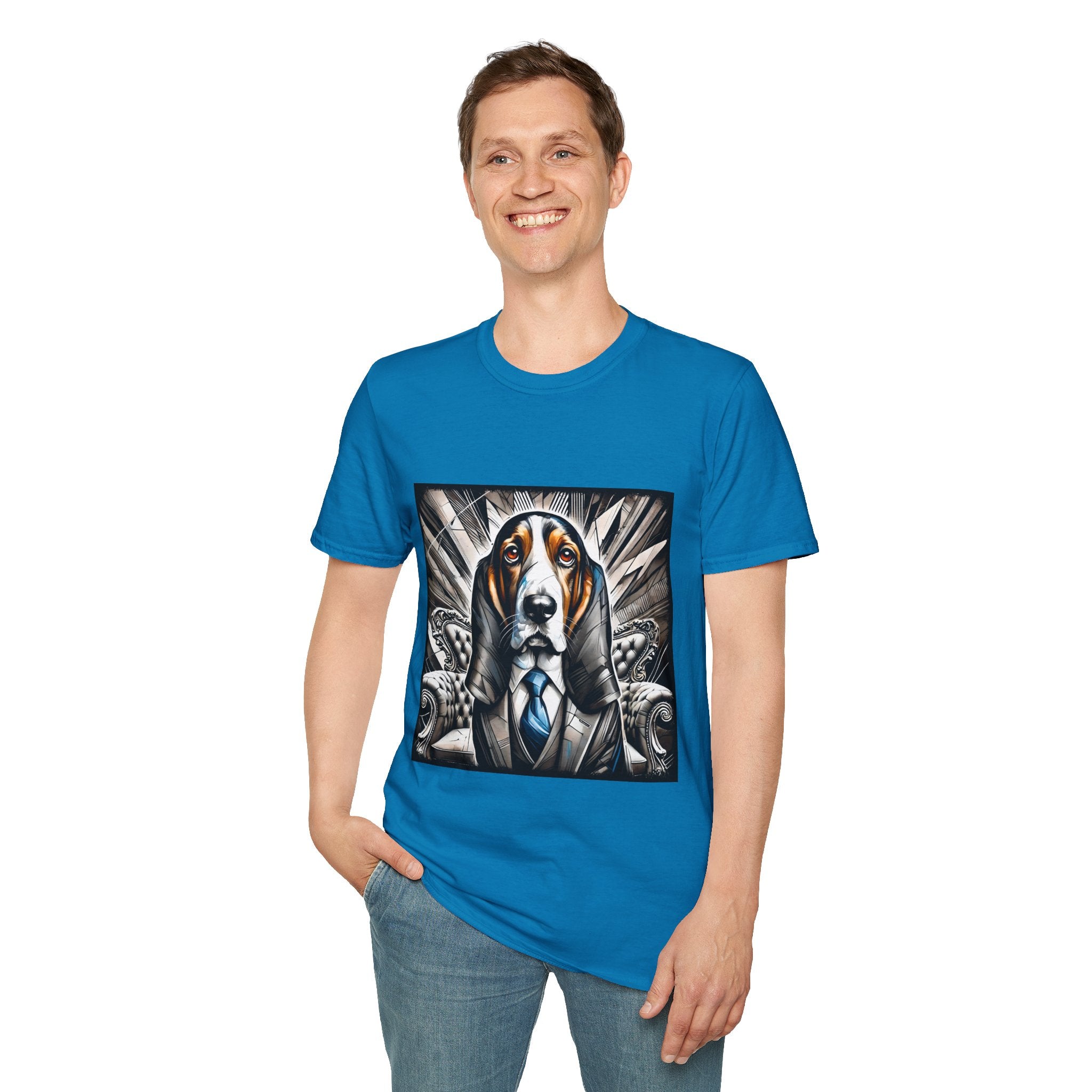Basset Hound B&W Bold Eyes | Unisex Dog T-Shirt