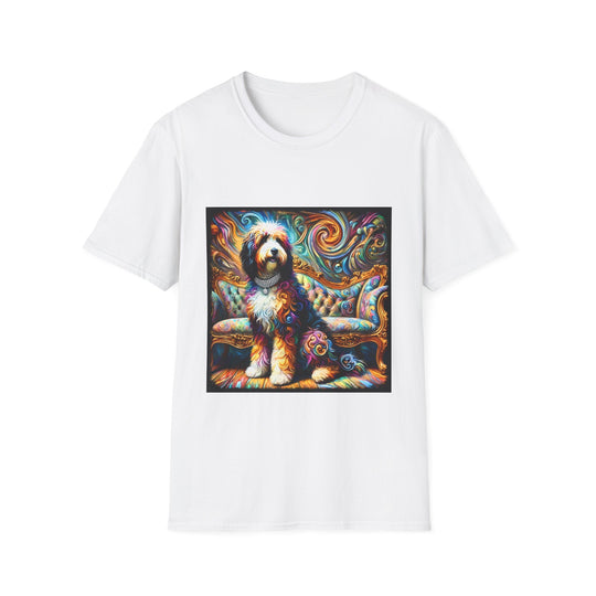 Bernedoodle Vivid Swirl design dog lover unisex t-shirt in white