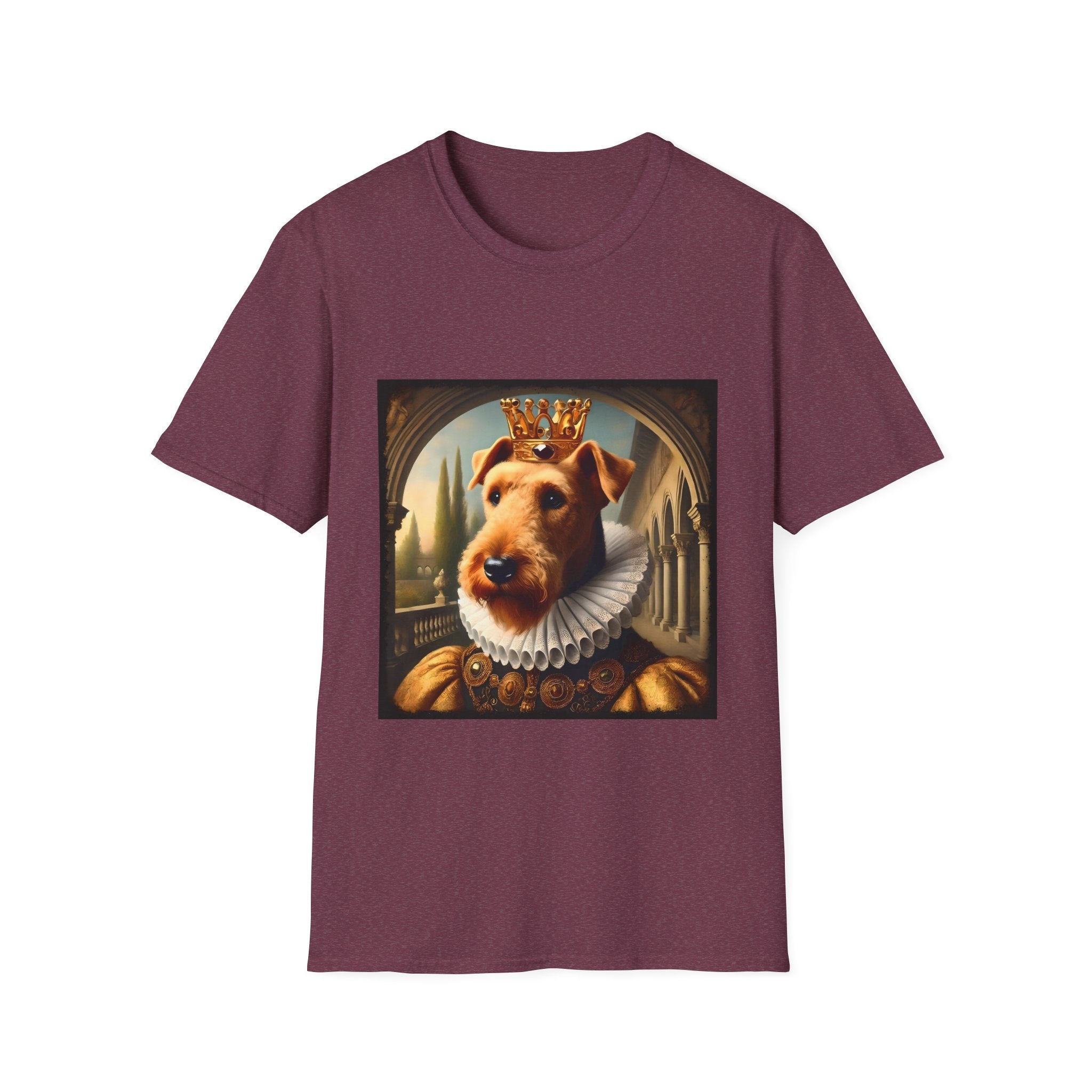 Airedale Terrier Crowned Gent design dog lover unisex t-shirt in heather maroon