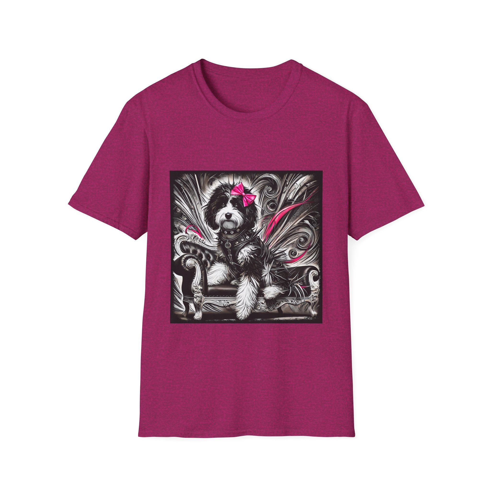 Bernedoodle B&W Pink Bold Rocker | Unisex Dog T-Shirt
